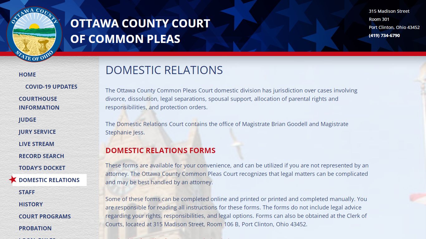 Domestic Relations – Ottawa County Court of Common Pleas